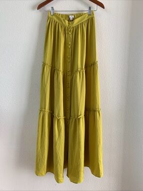 Eva Mendes Summer Lime Green High Waisted Maxi Skirt Size XS NWT